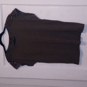 Army Green Boyfriend Cut Spike Sleeve/Shoulder Shirt
